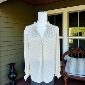 Max Studio Cream Sheer Polka Dot Blouse